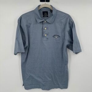 Page & Tuttle Mens Golf Polo Shirt Blue Stripe Rustic Canyon Embroidered Size M